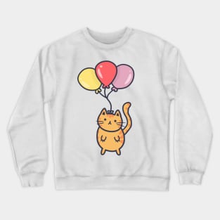 cute floating ballon cat Crewneck Sweatshirt